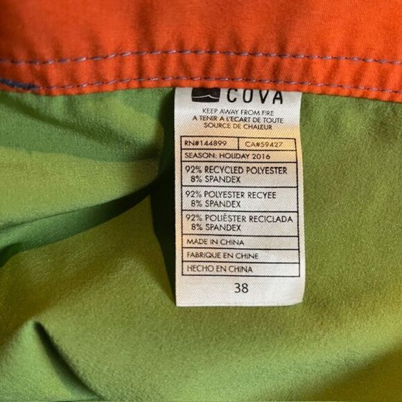 Cova Men's Swim Trunks Green with Blue Tie Waist Size 38 - Picture 8 of 9